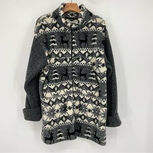 Vintage G4000 Chunky Oversized Sherpa Jacket Black, Gray, White Size Medium‎